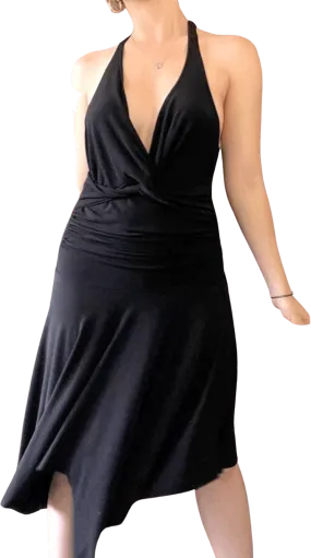 00's Black Halter Midi Dress