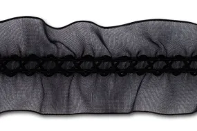 1 1/2"  Black Sheer Double/Ruffled Elastic (Made in England)