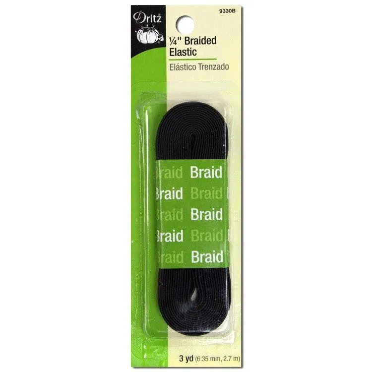 1/4-inch Braided Elastic Black