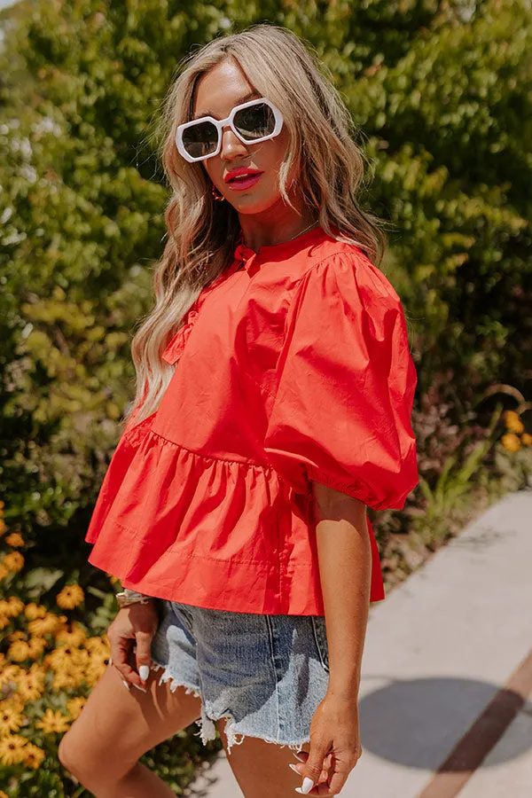 A Little Bit Flirty Front Tie Top in Red