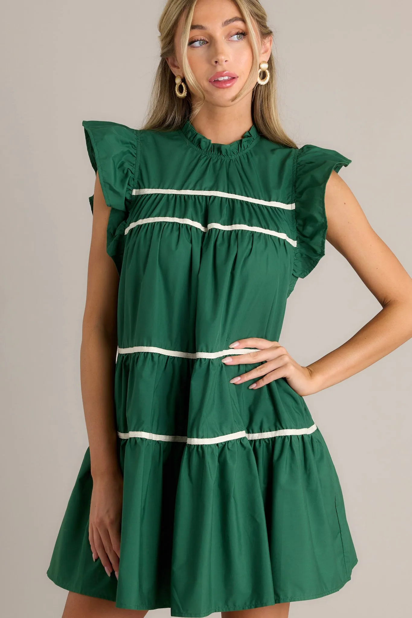 All Around The World 100% Cotton Green Mini Dress