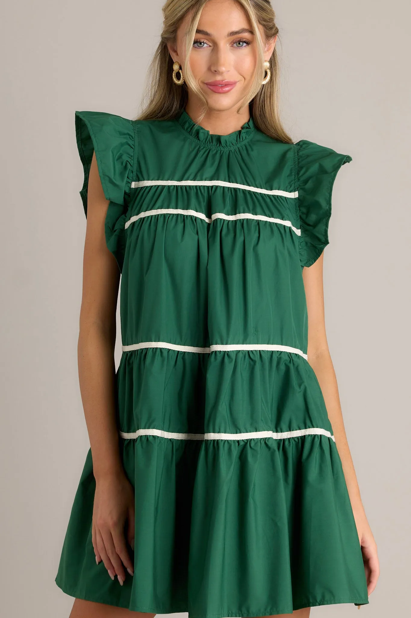 All Around The World 100% Cotton Green Mini Dress