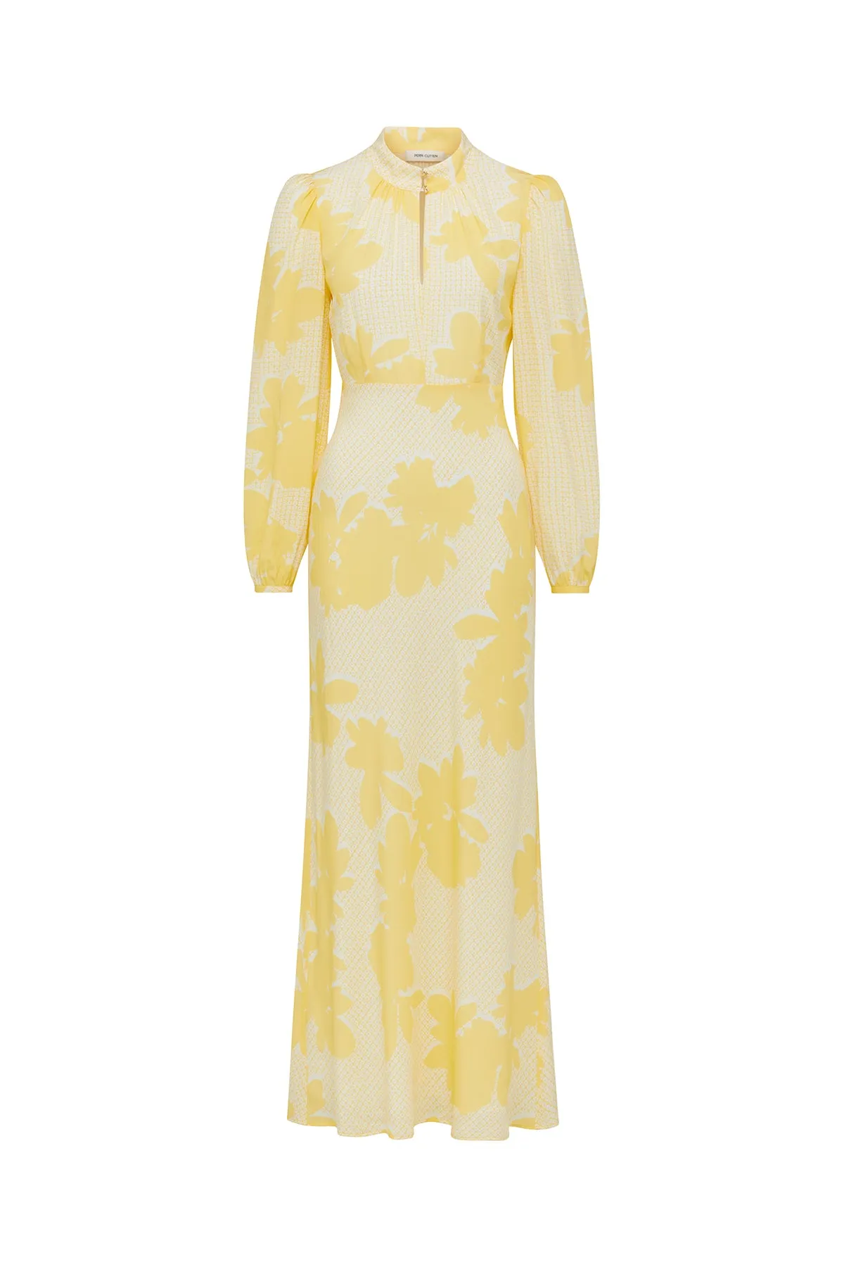 Ana Silk Dress - Yellow/White