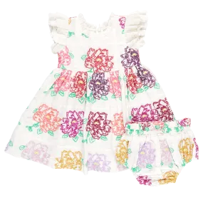 Baby Girls Leila Dress Set - Quilt Flower Embroidery