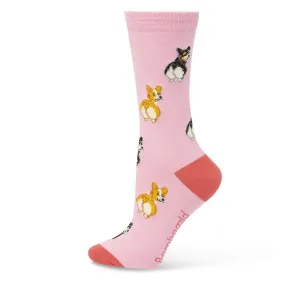 Bamboozld: Womens Corgi Love Pink Marle Bamboo Sock