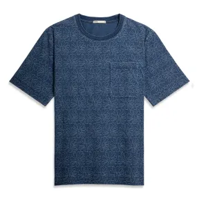 Baseile Pocket Indigo Tee Mid Indigo Laser Pattern P3014