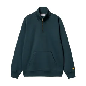 Chase Neck Zip Sweat - Duck Green/Gold