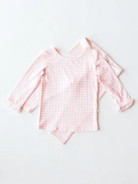 Cloud Fitted Ruffled Pajamas - Flamingo Check