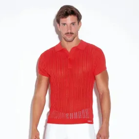 Code 22 knit polo shirt 7003 coral red