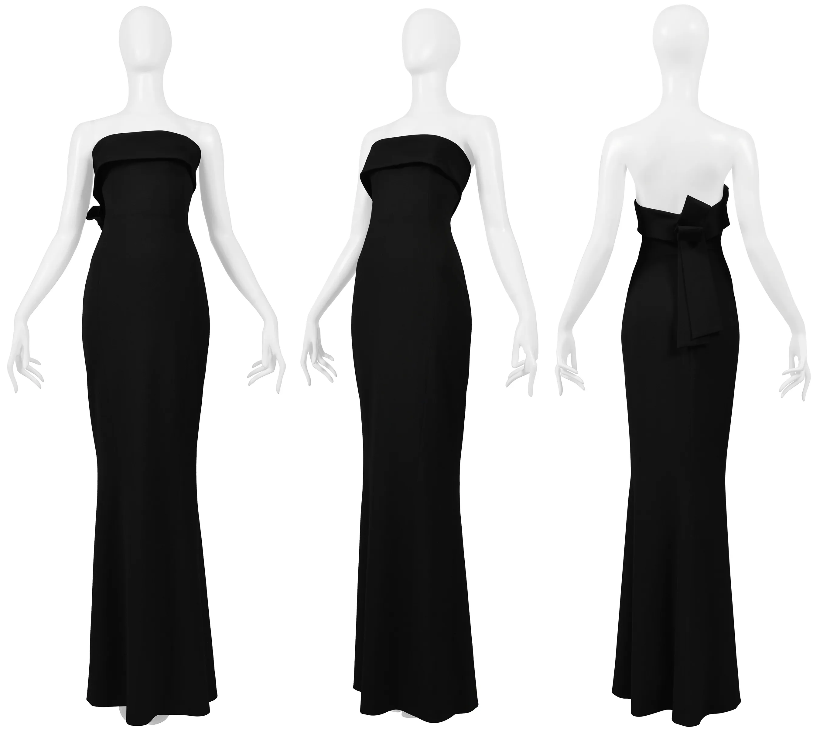 DSQUARED BLACK STRAPLESS EVENING GOWN WITH BOW 2014