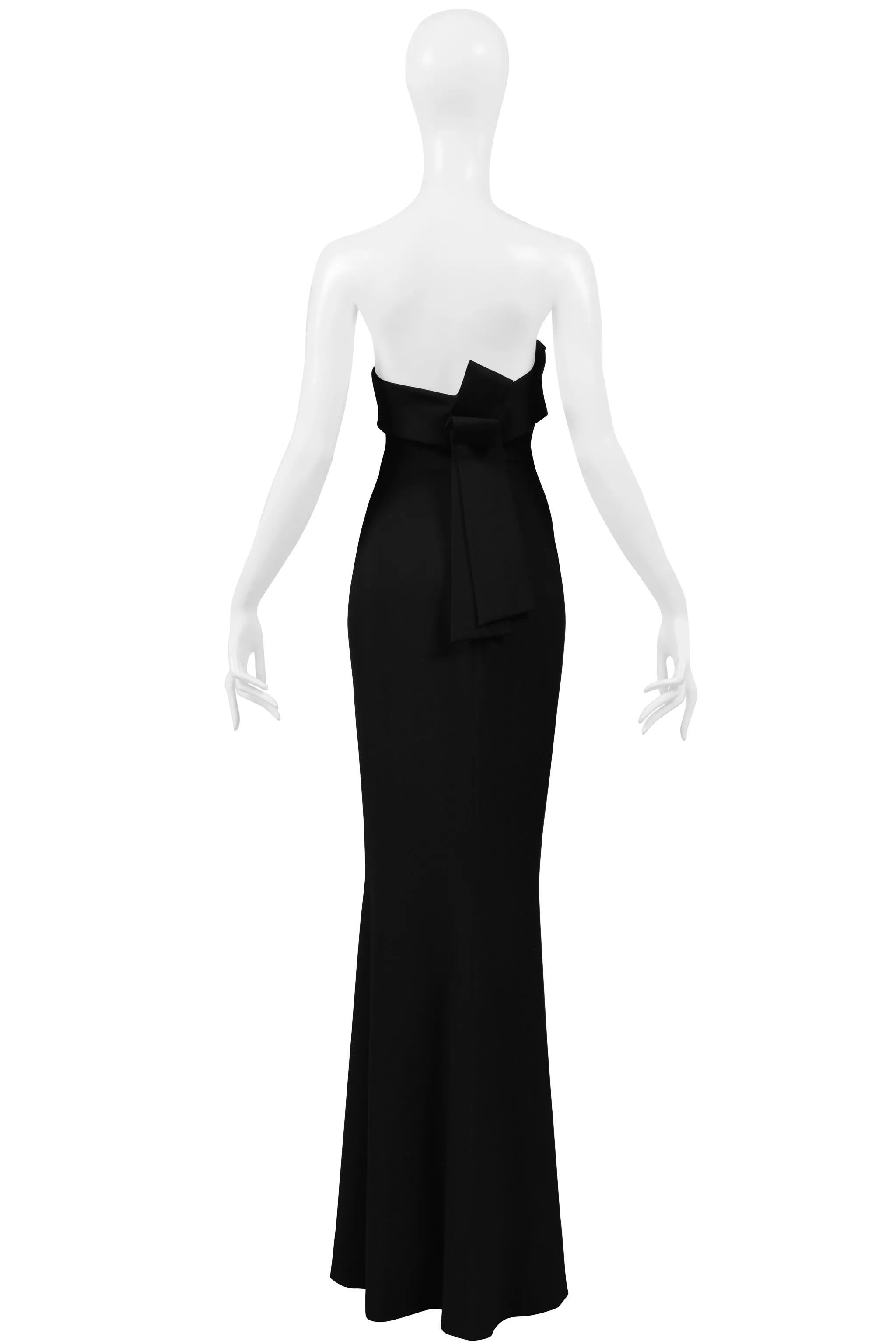 DSQUARED BLACK STRAPLESS EVENING GOWN WITH BOW 2014