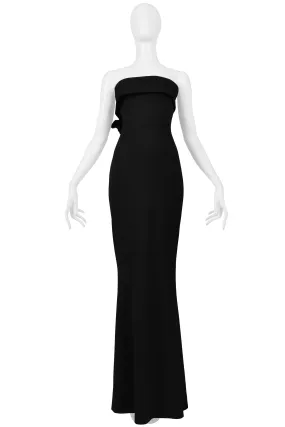 DSQUARED BLACK STRAPLESS EVENING GOWN WITH BOW 2014