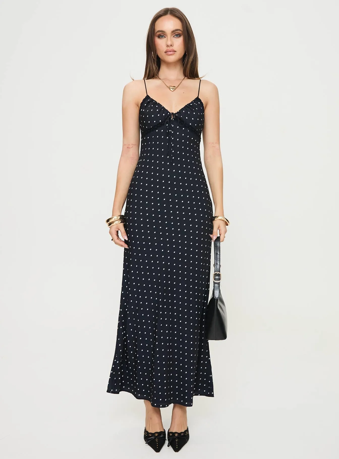 Emily Maxi Dress Black Polka Dot