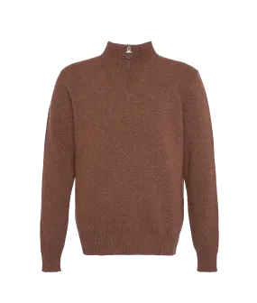 Essential L/Wool Half Zip Jumper - Brown