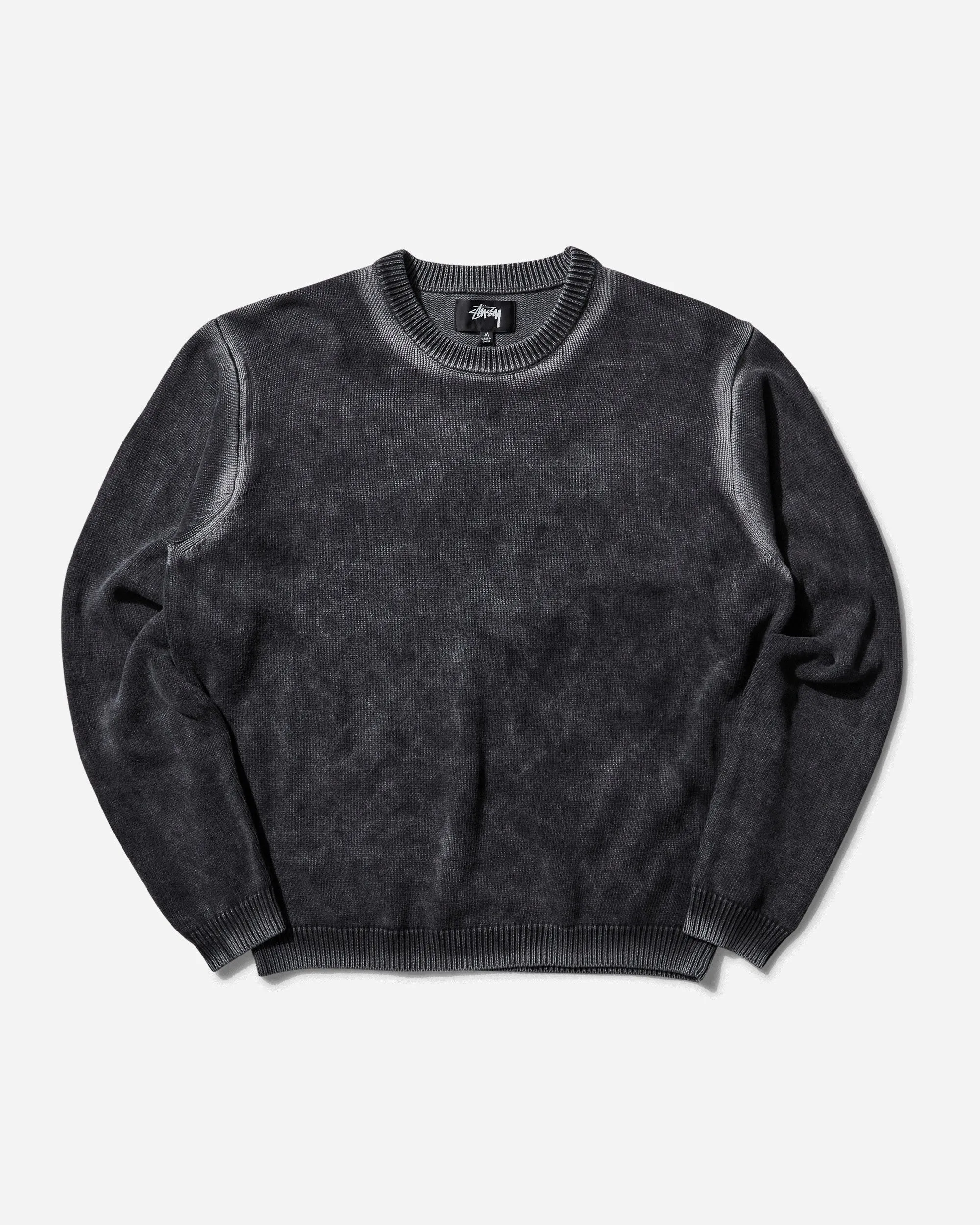 Faded Cotton Crewneck Sweater Black