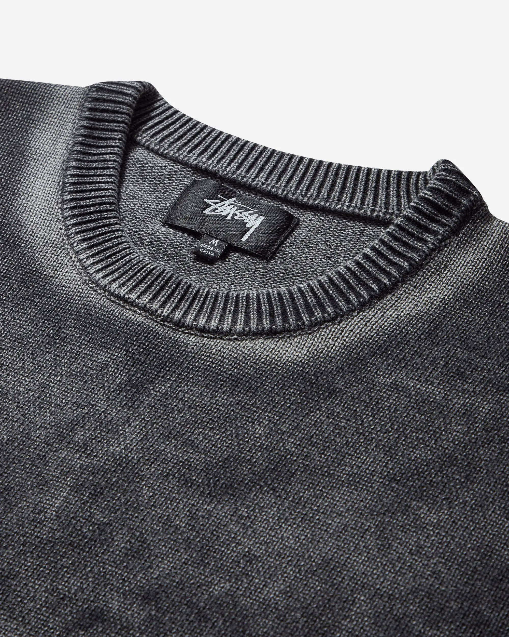 Faded Cotton Crewneck Sweater Black