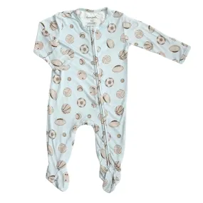 Footie Zippered One Piece in Baby Ballers