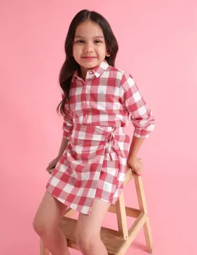 Girls Cotton Checked Skorts