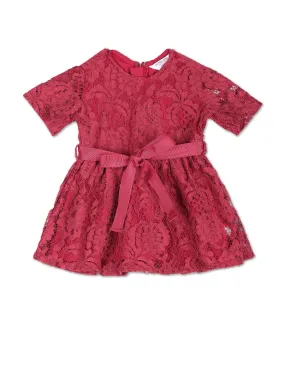 Girls Round Neck Lace Dress