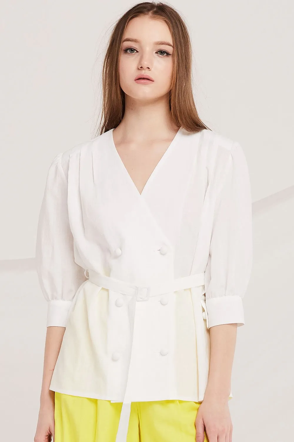 Haylee Double Breast Belted Blouse