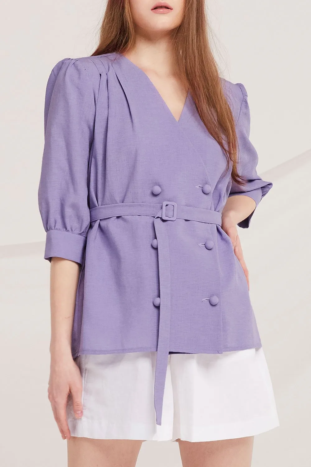 Haylee Double Breast Belted Blouse