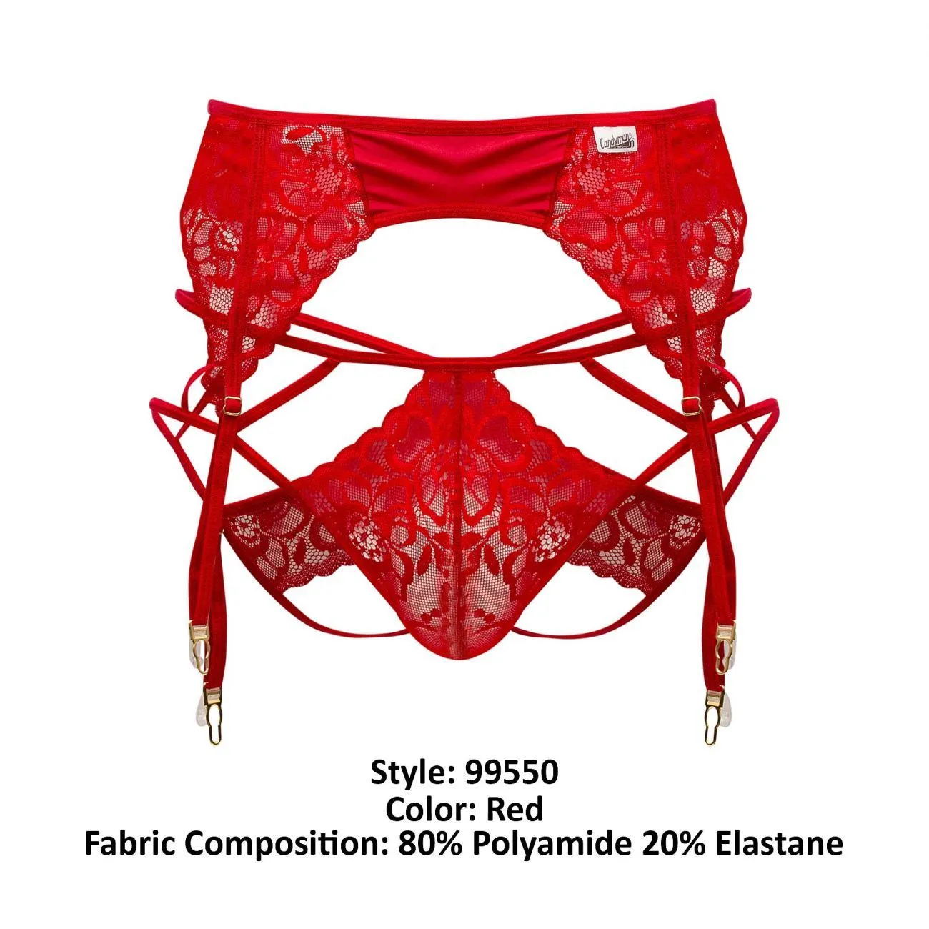 JCSTK - CandyMan 99550 Lace Garter-Jockstrap Outfit Red