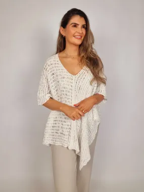 Naya White V-Neck Square Knit