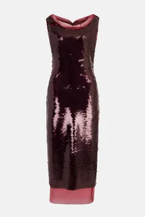 Nehemia Dress in Burgundy Jelly Sequins