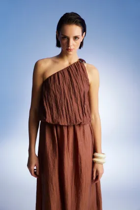 One Shoulder Dress with Accessory Detail