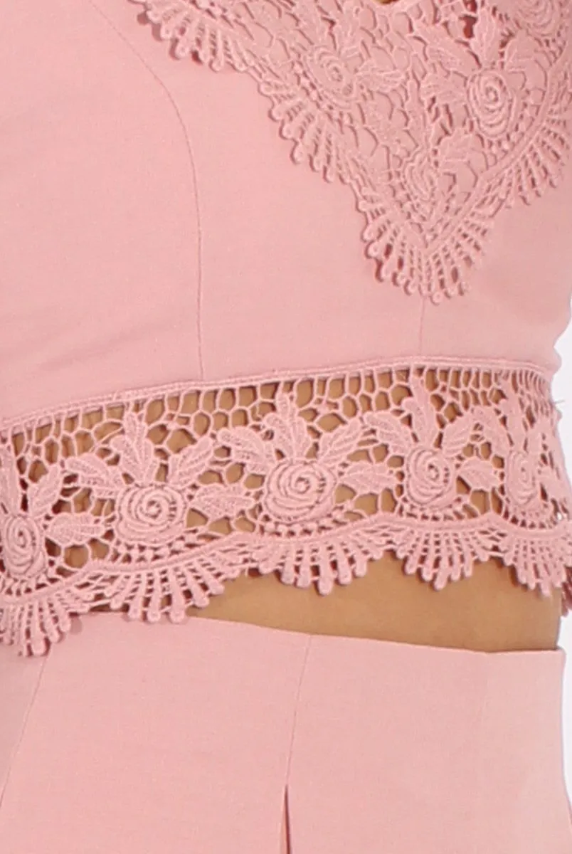 Pink Crochet Detail Co-ord - Carlita