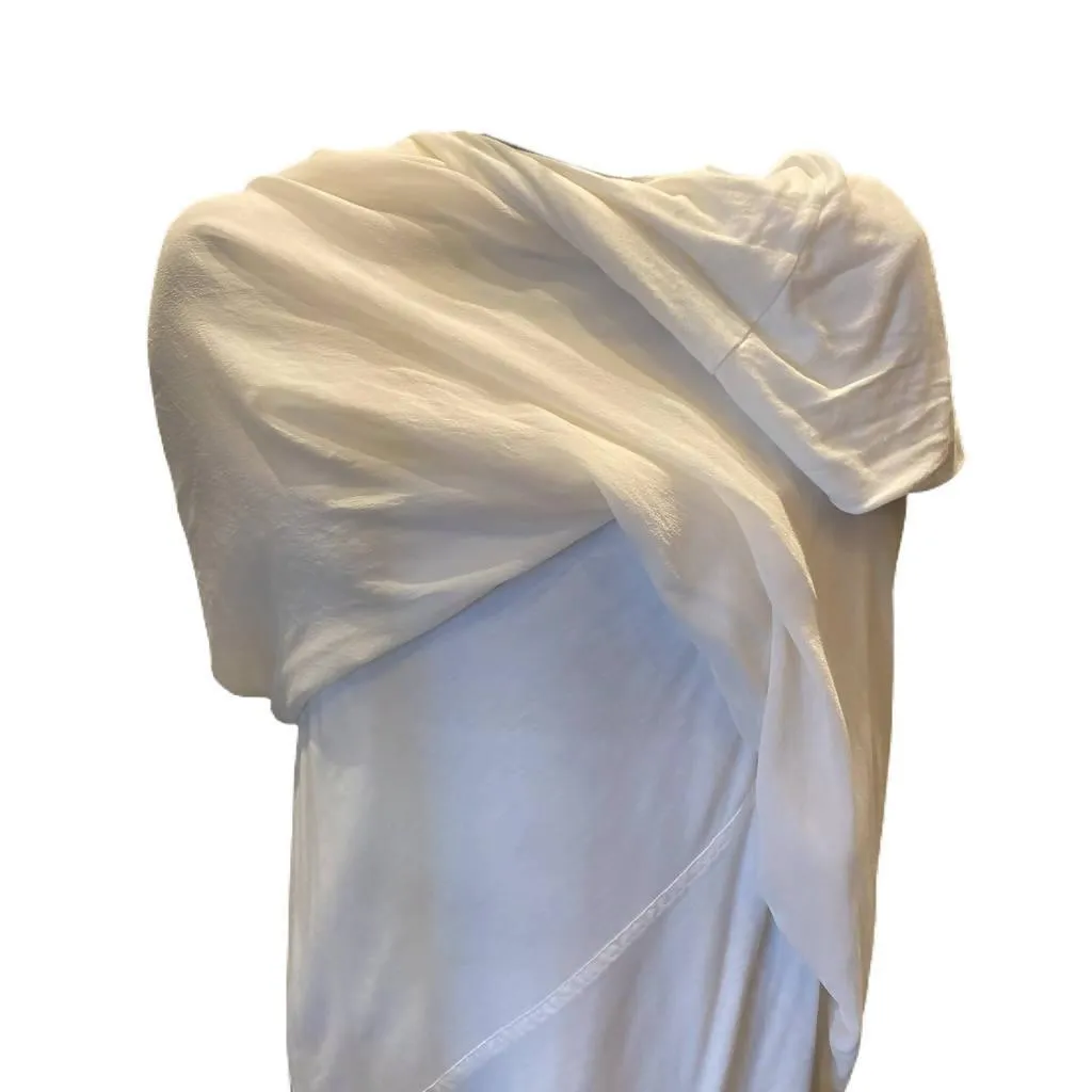 RICK OWENS Cream Asymmetrical Silk and Cotton Dress | Size S