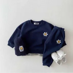 smile sunflower sweat set in navy