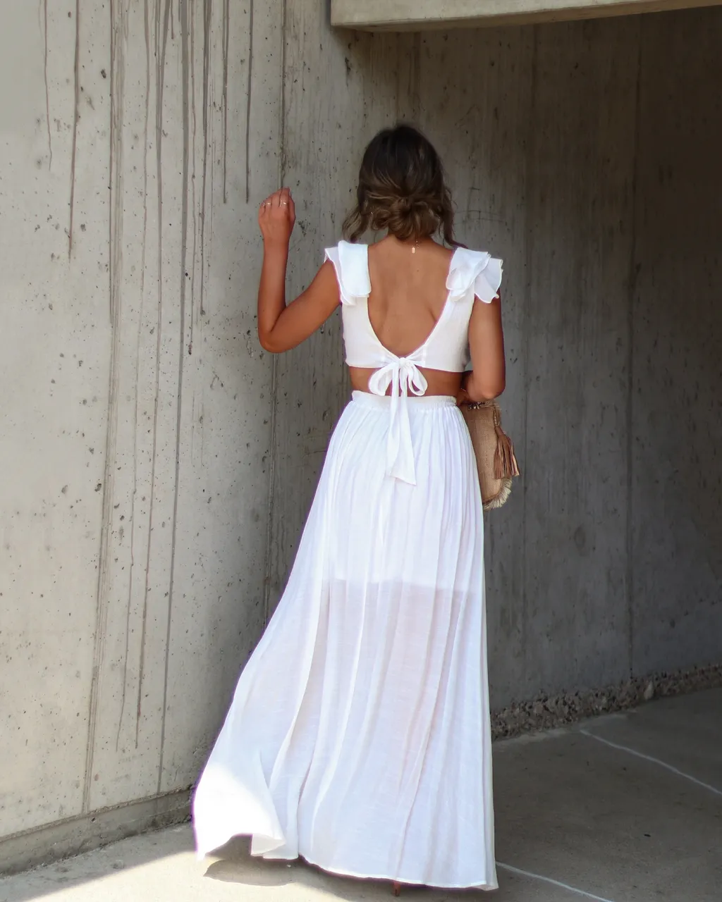 Soleil Cutout Ruffle Maxi Dress