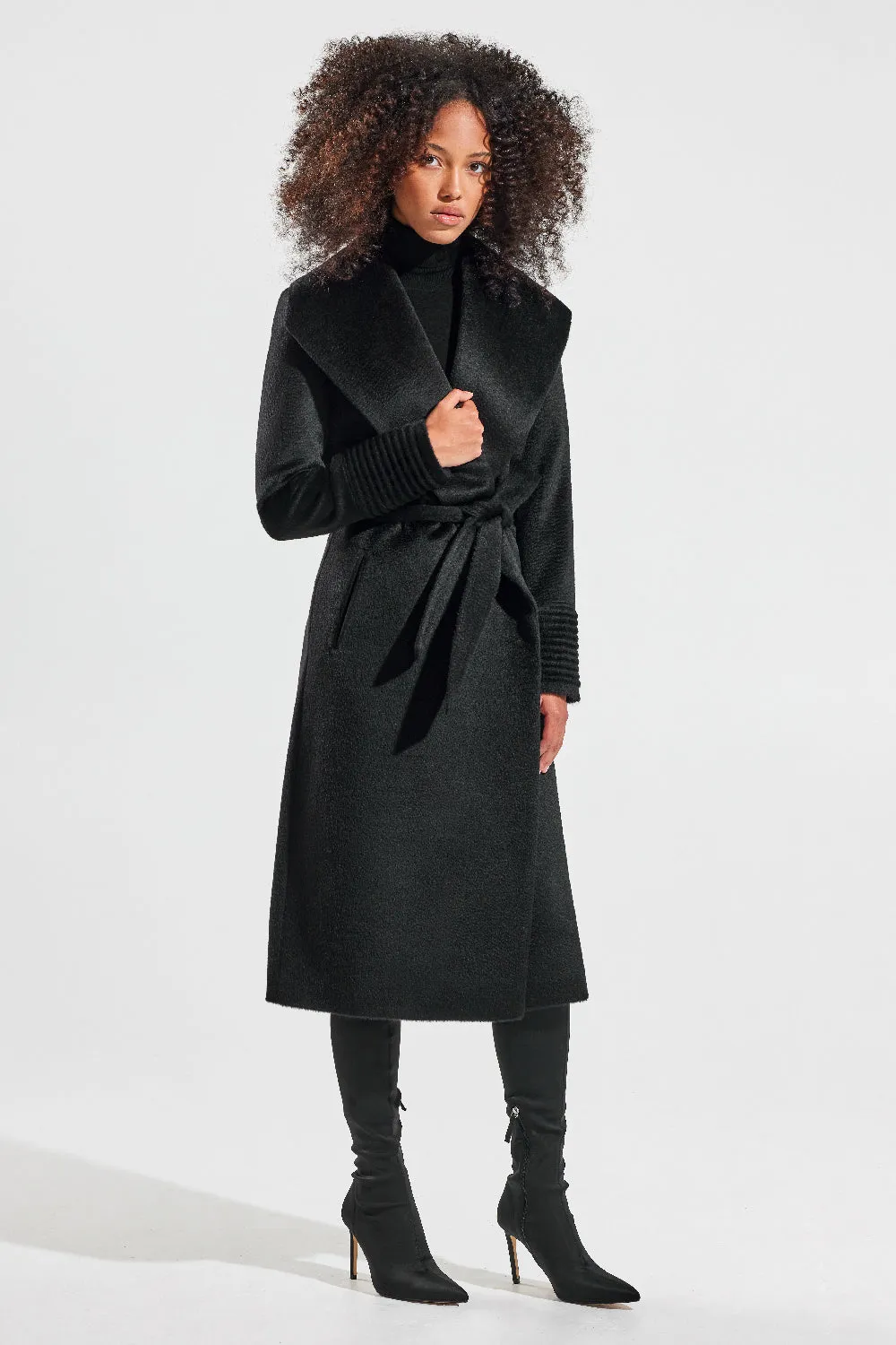 Suri Alpaca Long Shawl Collar Wrap Coat