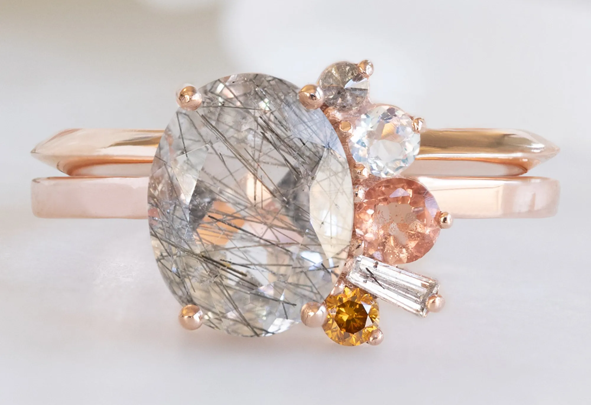 The Cluster Ring with a 2.37ct Tourmaline in Quartz, Diamonds   Gemstones