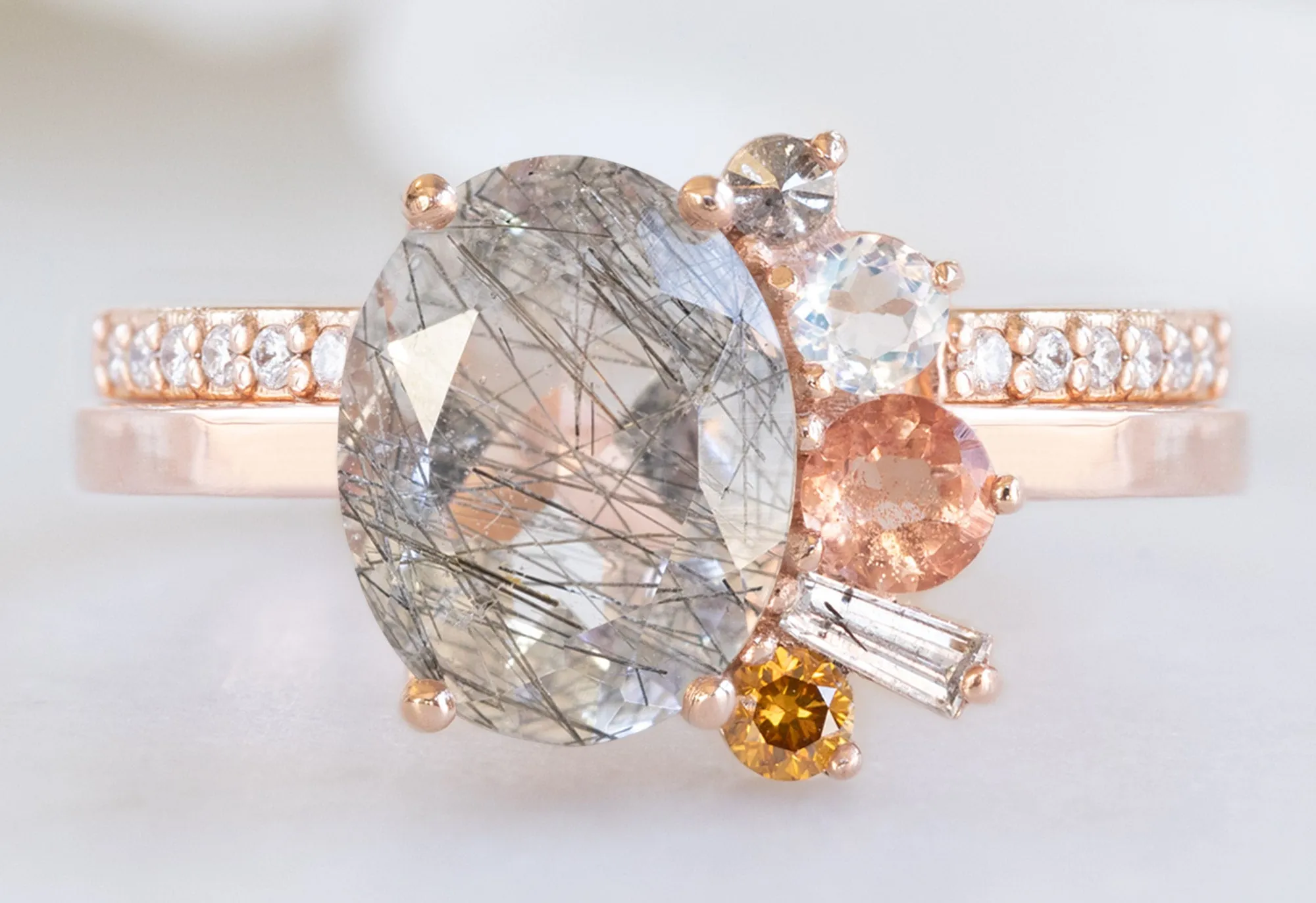 The Cluster Ring with a 2.37ct Tourmaline in Quartz, Diamonds   Gemstones