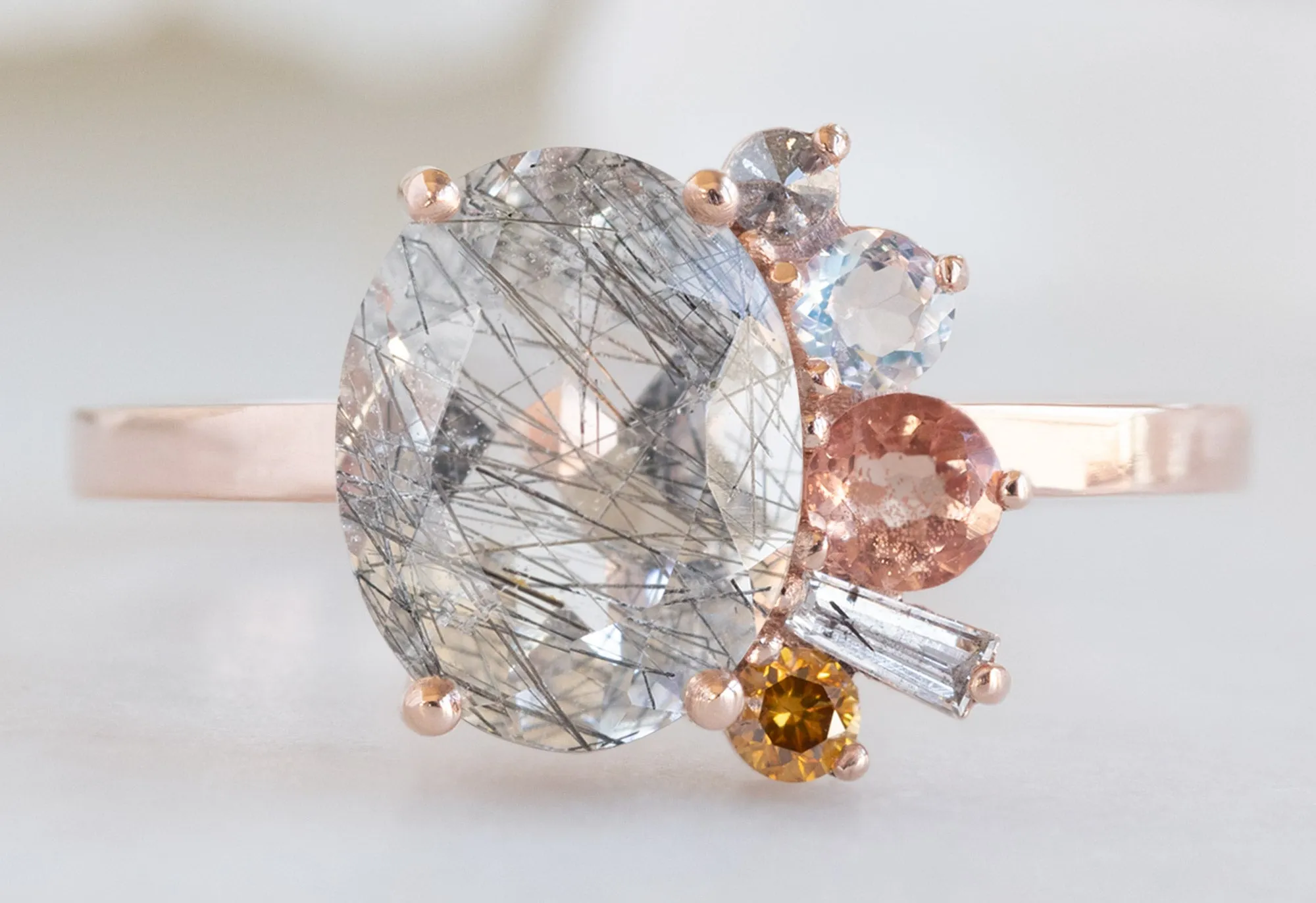 The Cluster Ring with a 2.37ct Tourmaline in Quartz, Diamonds   Gemstones